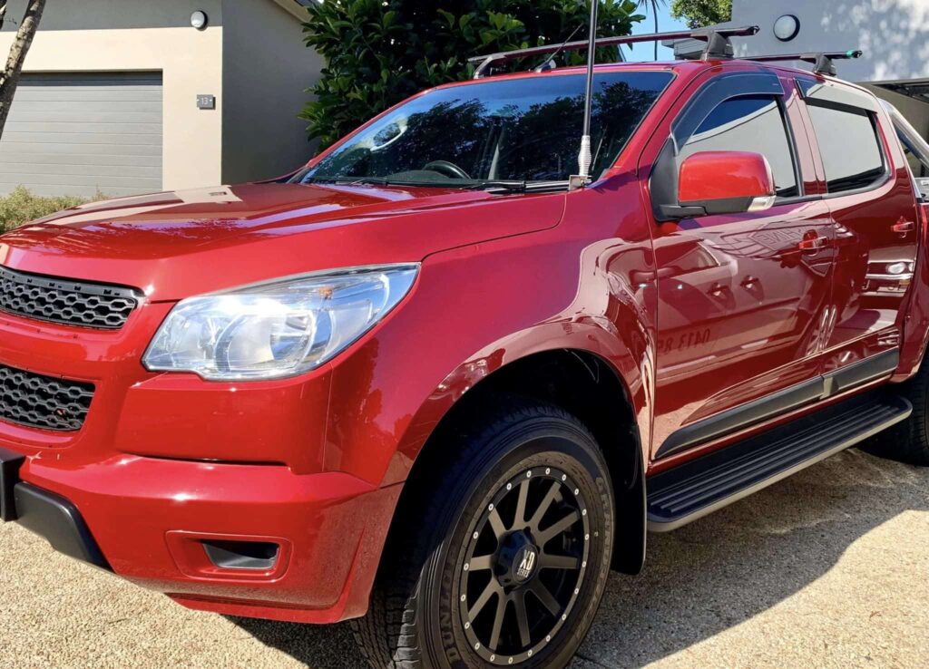 Shiny red Holden Ute with GTECHNIQ best car ceramic coating Sunshine Coast